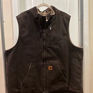 Carhartt Brown Vest with Sherpa Lining
